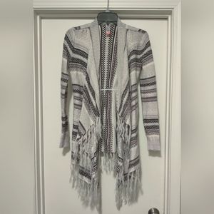 FREE WITH ANY PURCHASE Knitted Black, Gray & White Long Sleeve Cardigan Sweater